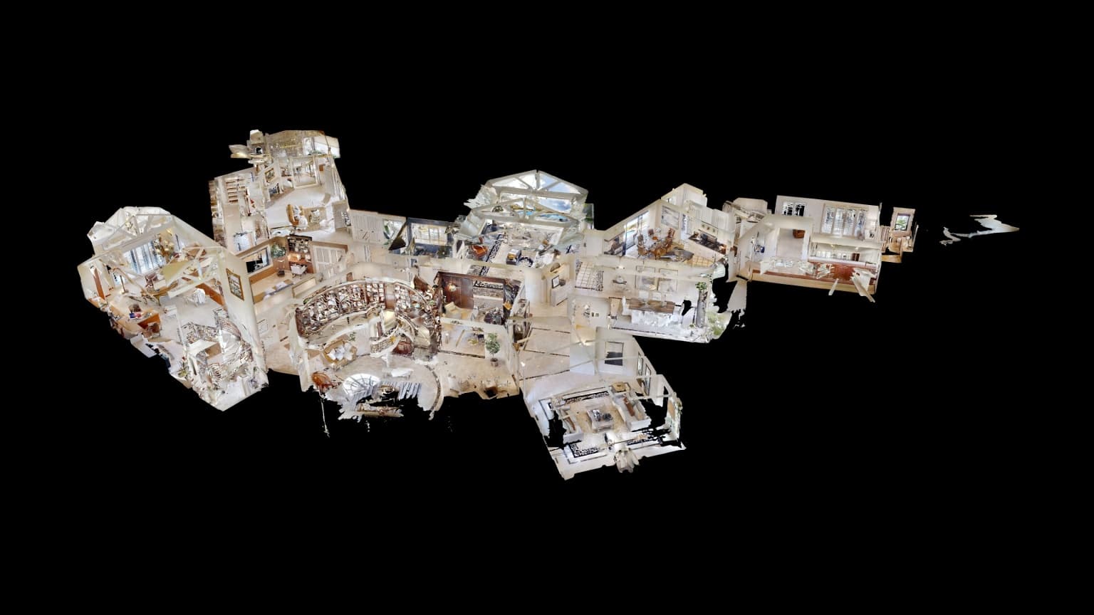 Matterport 3D virtual tour dollhouse view showing complete home layout and room flow