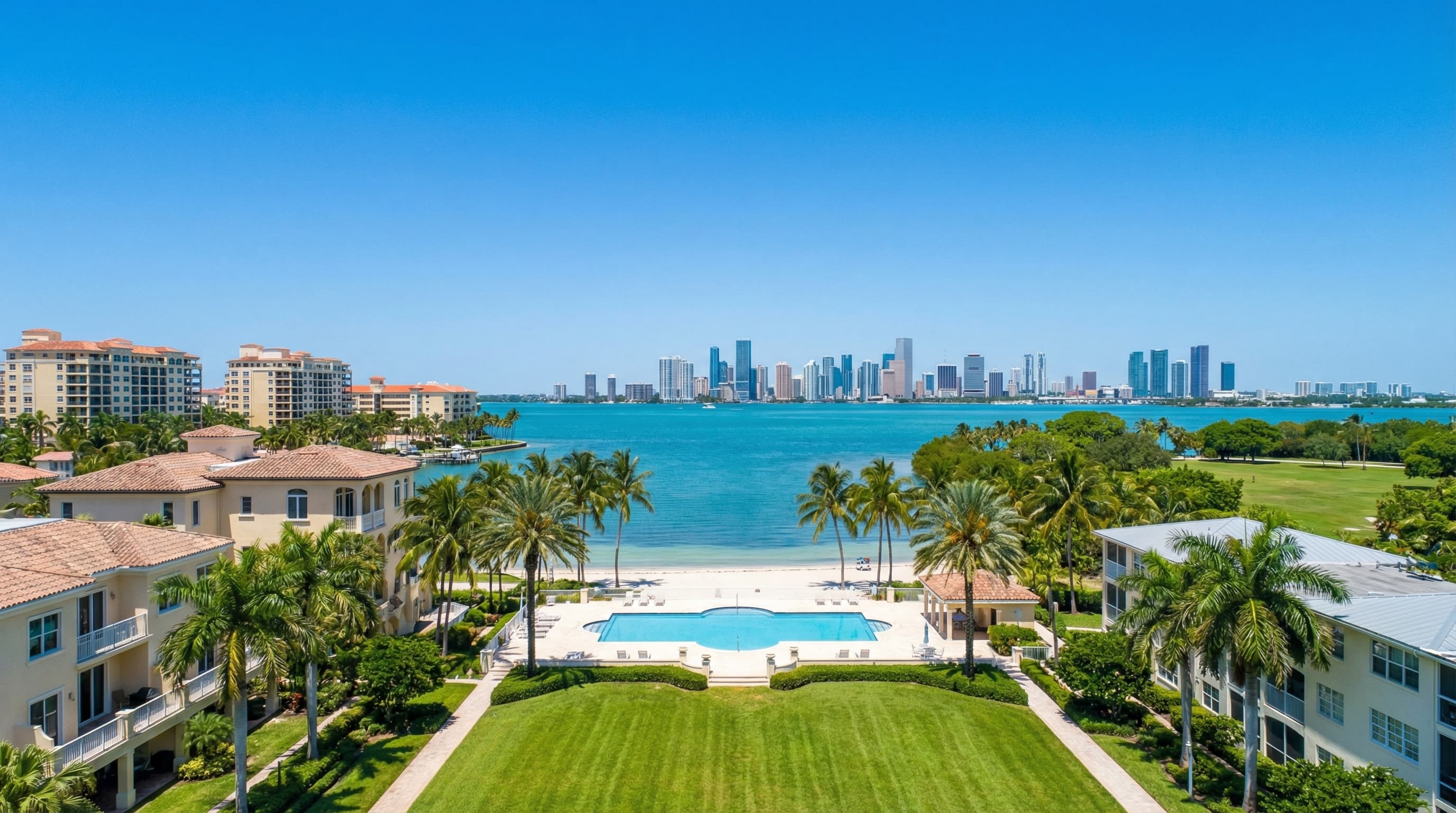Key Biscayne Florida oceanfront condos and estates with Biscayne Bay and Atlantic Ocean views