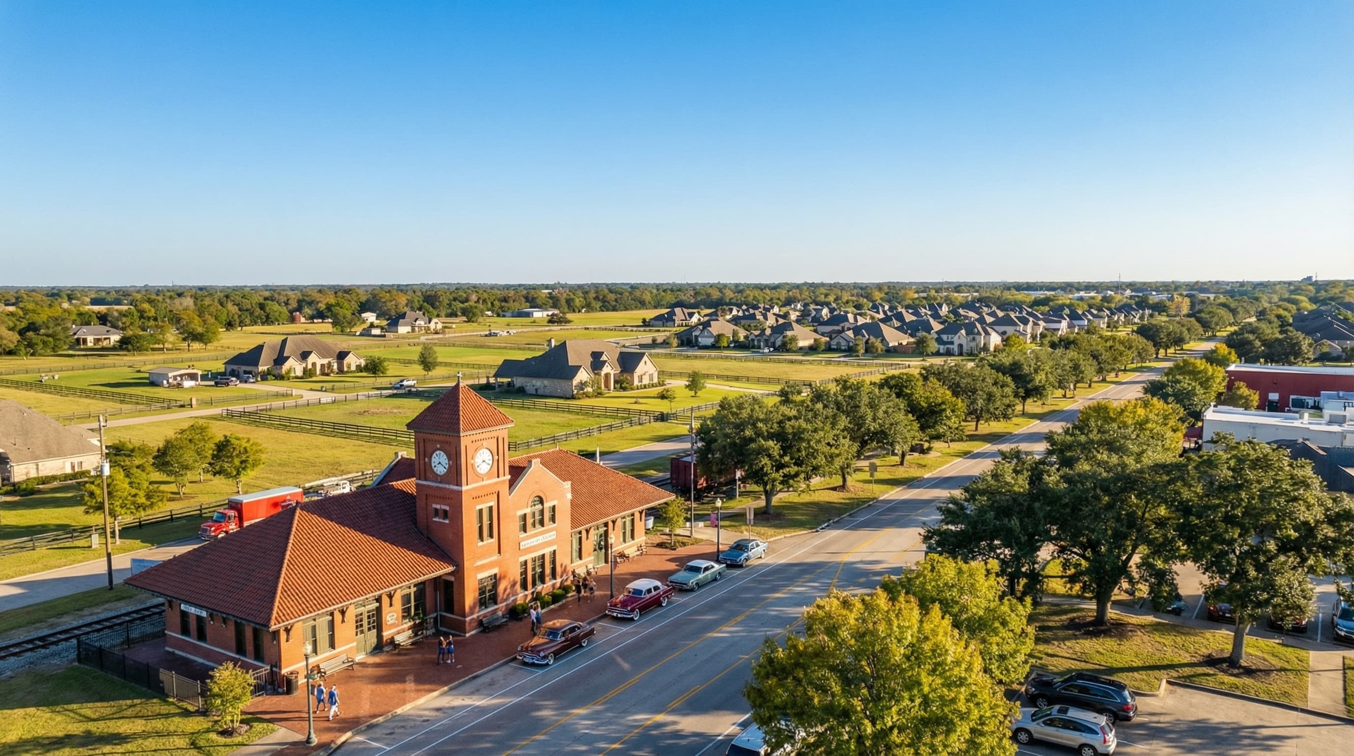 Tomball Texas suburban homes with historic downtown Tomball and Tomball ISD schools